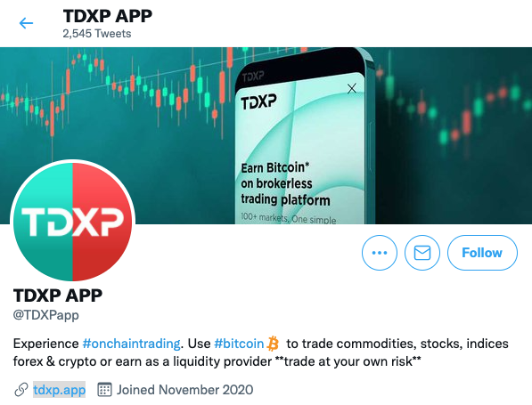 TDXP Twitter page