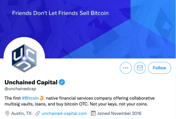 unchained capital Twitter page
